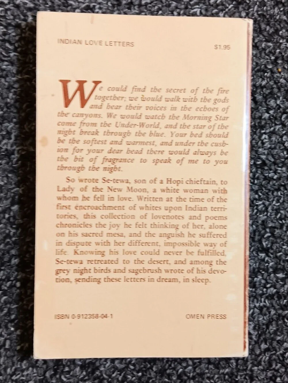 1972 Indian Love Letters Paperback Book, Hopi Native American Romance Novel VTG